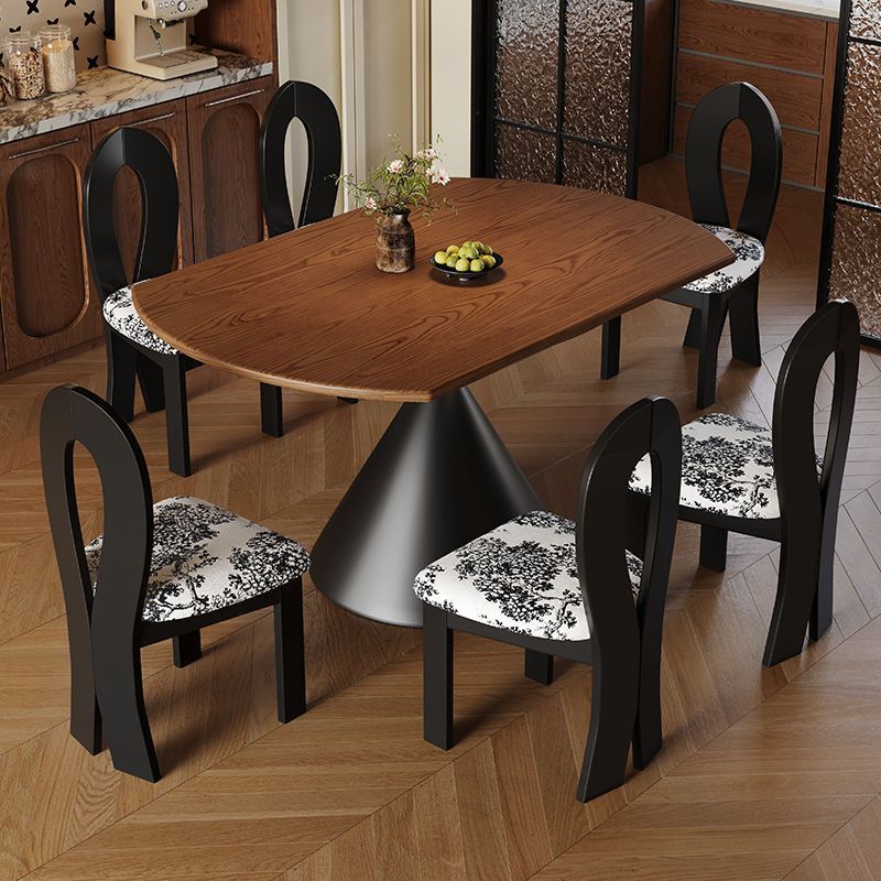 Medieval Style Solid Wood Dining Table and Chair Combination Square and Round Dual-Purpose Retro Style Household Large and Small Retractable Ash Wood Round Table