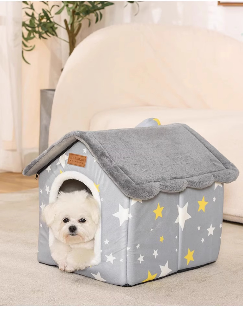 Warm Winter Cat House Villa Enclosed Cat Bed And Pet Hideaway_voghion.com