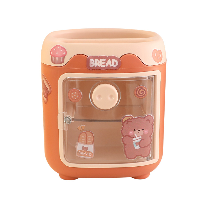 Lindo cerdo de dibujos animados titular de la pluma de gran capacidad de clasificación de almacenamiento compartimiento estudiante pluma caja de Oficina titular de la pluma al por mayor