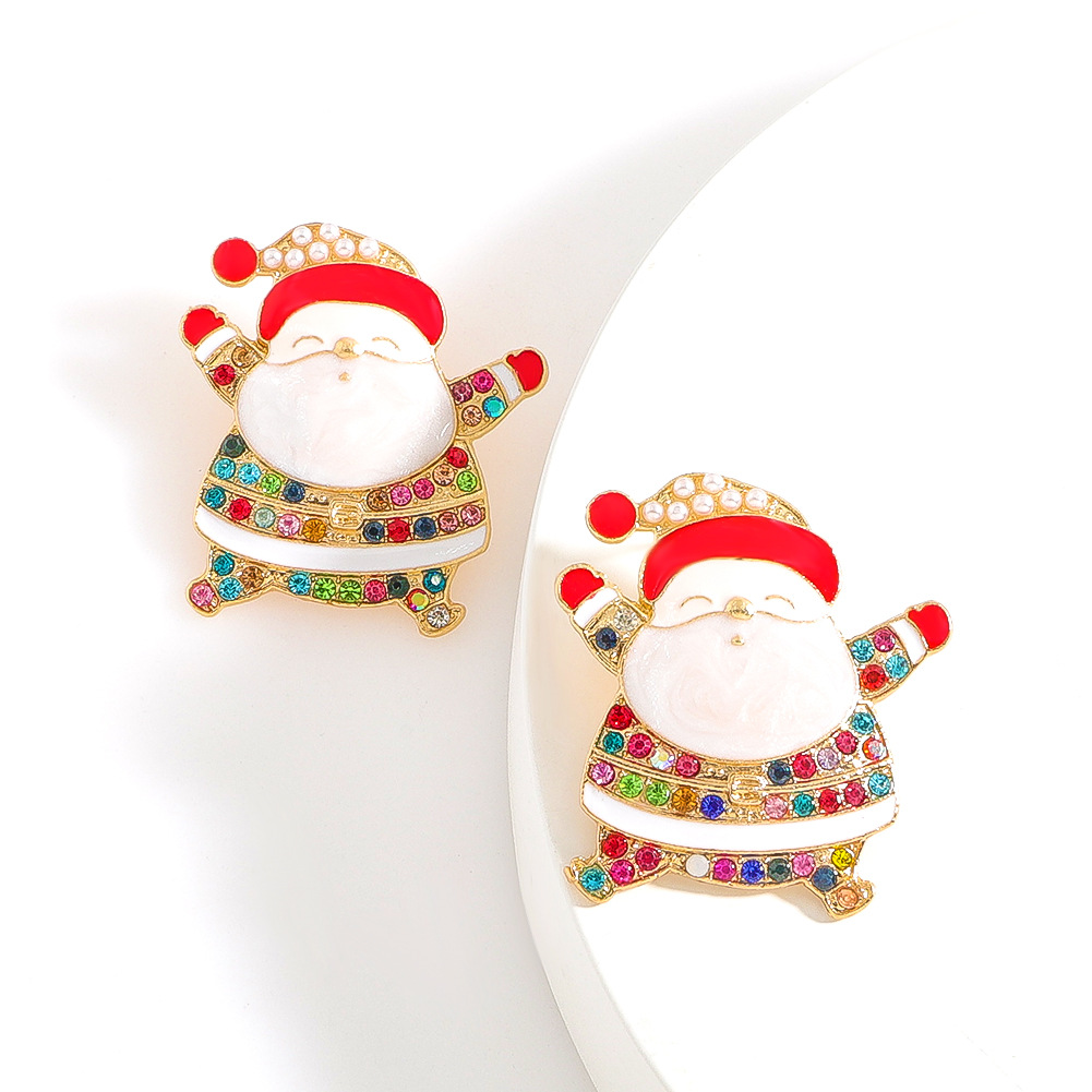 Cute Santa Claus Alloy Inlay Rhinestones Women's Earrings 1 Pair display picture 1