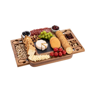 Customized cheese tray home deli plate set with cheese knife pull-out fruit cheese plate wooden dinner plate