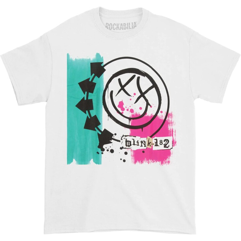 Blink 182 Blink 182 Punk Band Smiley Face Retro Loose Oversize Trendy Brand Hip-Hop Rock T-Shirt