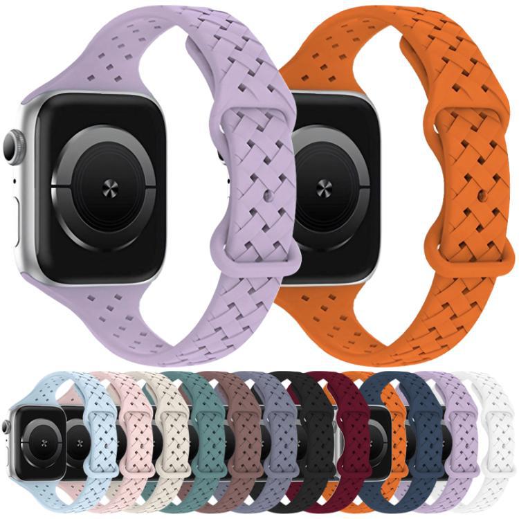 xDfind Butterfly Buckle trenzado correa estrecha de silicona para Apple Watch 42 / 44 / 45 / 46 / 49mm / Ap