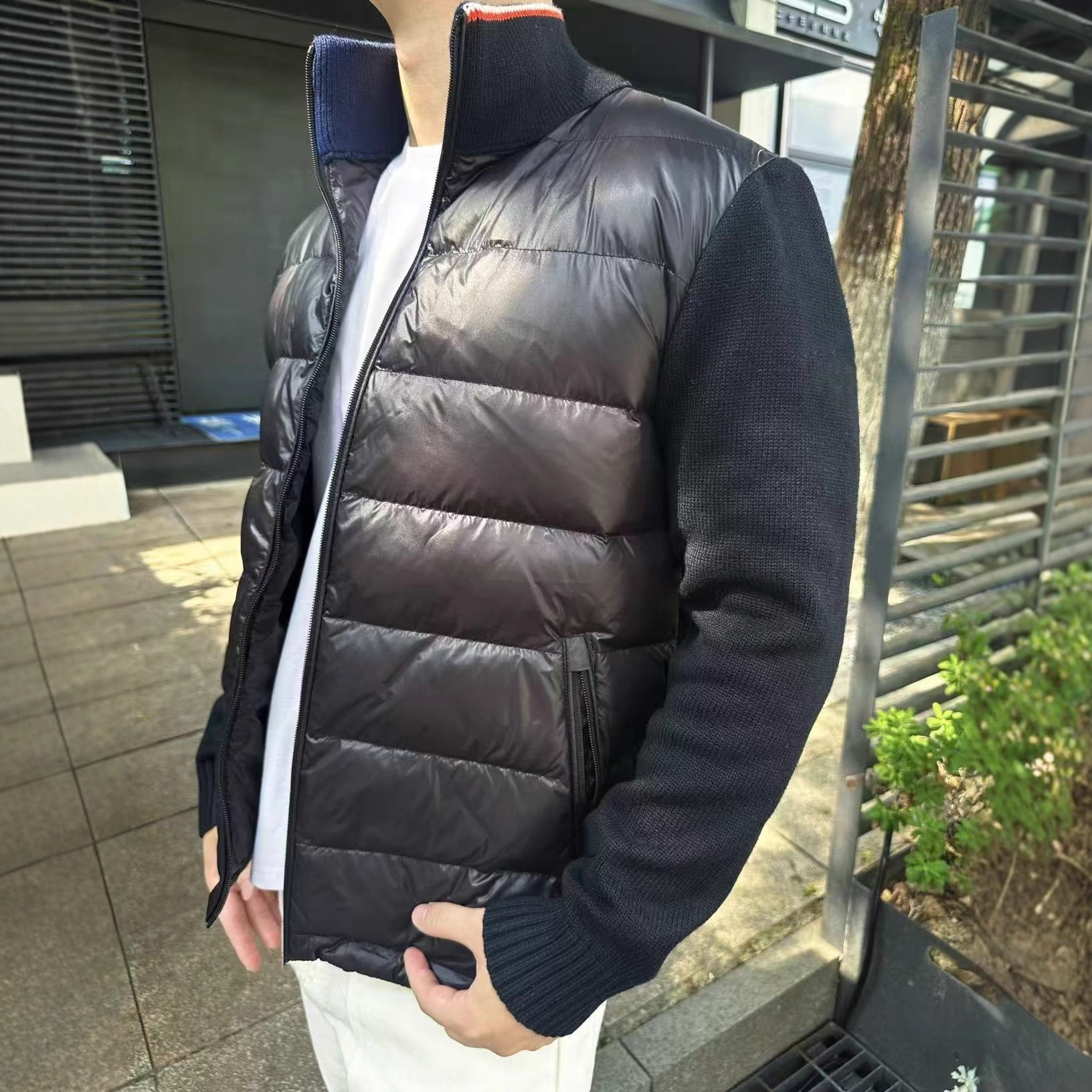 Qadın və kişi üçün yorğanlı aşağı gödəkçə, patchwork üslubunda