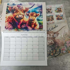 高地牛日历 2026新品浴缸牛墙面挂历 Highland Cow Calendar 2026