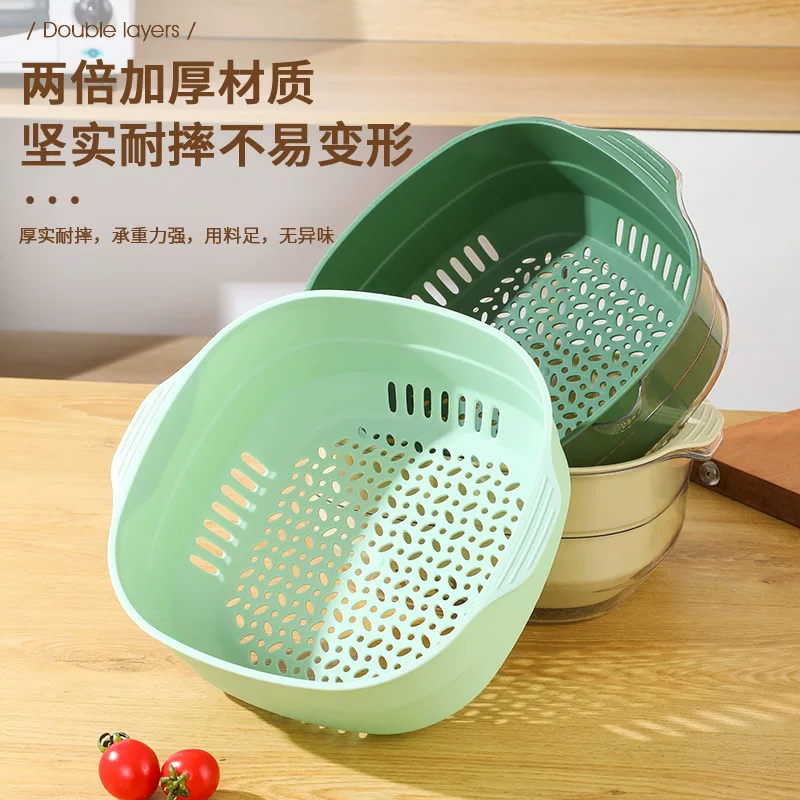 Double-layer plastic drying rack for fruits and vegetables, storage system, 2023 collection, increased thickness