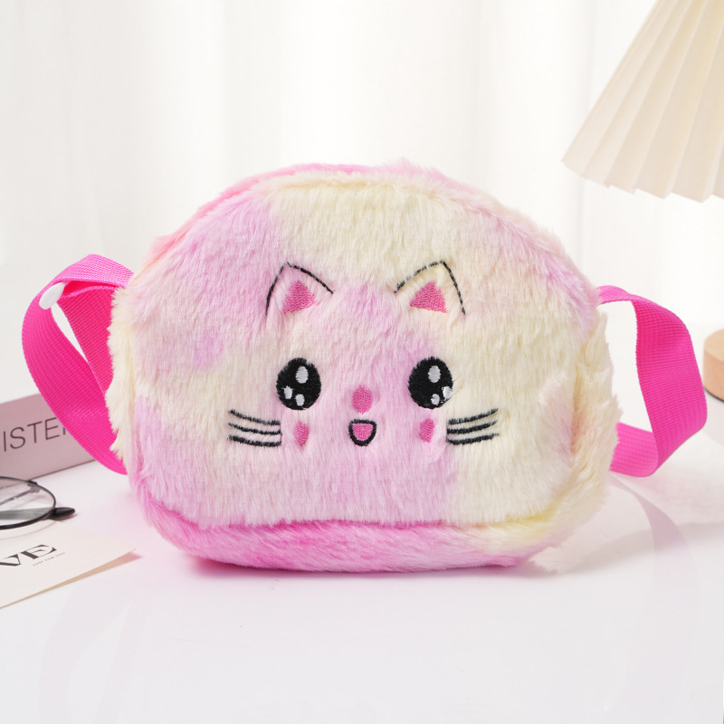 Nuevo cross-border atado teñido creativo ojo grande felino peluche bordado mochila de hombro de dibujos animados para niños lindo bolsa de almacenamiento