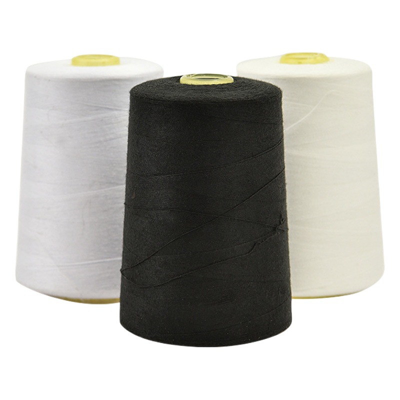 Hilo de coser en stock para máquinas de coser de alta velocidad, carrete grande de 8000 yardas, hilo de poliéster para máquina industrial de cama plana, longitud completa, hilo continuo.