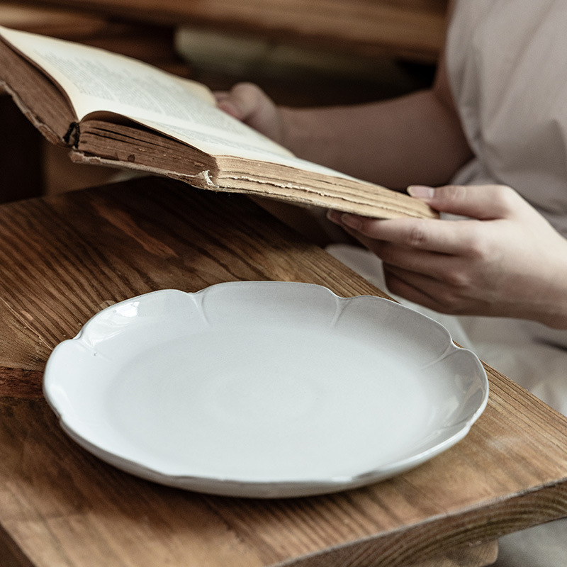 Plato de cerámica de encaje creativo de alto valor, plato de filete francés, plato de pasta, plato de cubiertos al por mayor