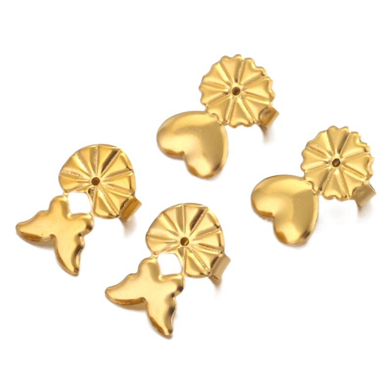 Tapones para los oídos de acero inoxidable nuevo dispositivo pendientes columna base DIY en forma de corazón mariposa bloqueo tapa pendientes haciendo accesorios