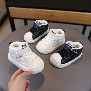 Men's Baby Shoes 1-3 Years Old Men's Children's Autumn and Winter New Mid-high Shoes Non-slip Soft Bottom Toddler's Walking Shoes 2