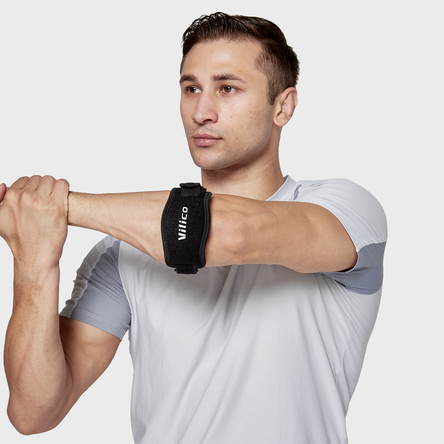 Soporte de codo protector para deportes al aire libre y entrenamiento físico, compresión bidireccional, fijo, cómodo, transpirable y amortiguador de impactos, venta al por mayor