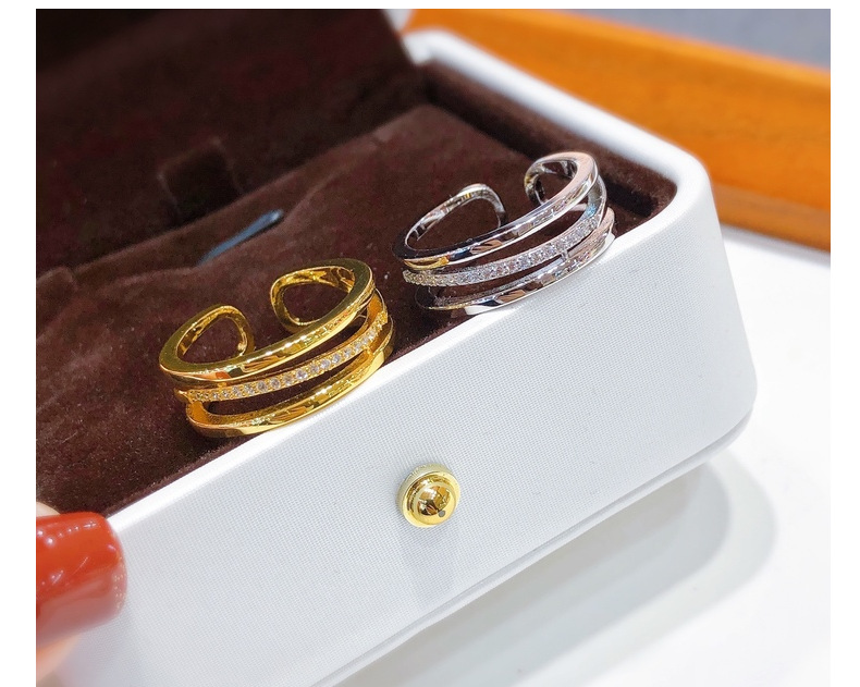 Fashion Round Copper Plating Zircon Open Ring 1 Piece