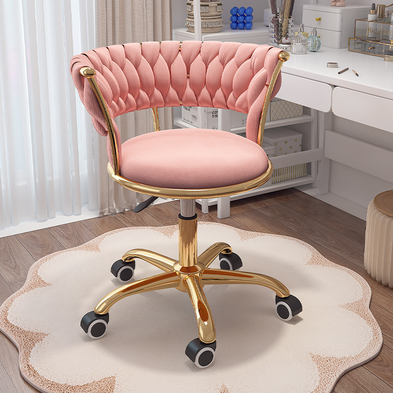 Silla de computadora de lujo ligera para niñas dormitorio confortable silla de elevación giratoria silla de manicuras silla de pollas silla de bar de maquillaje image 4