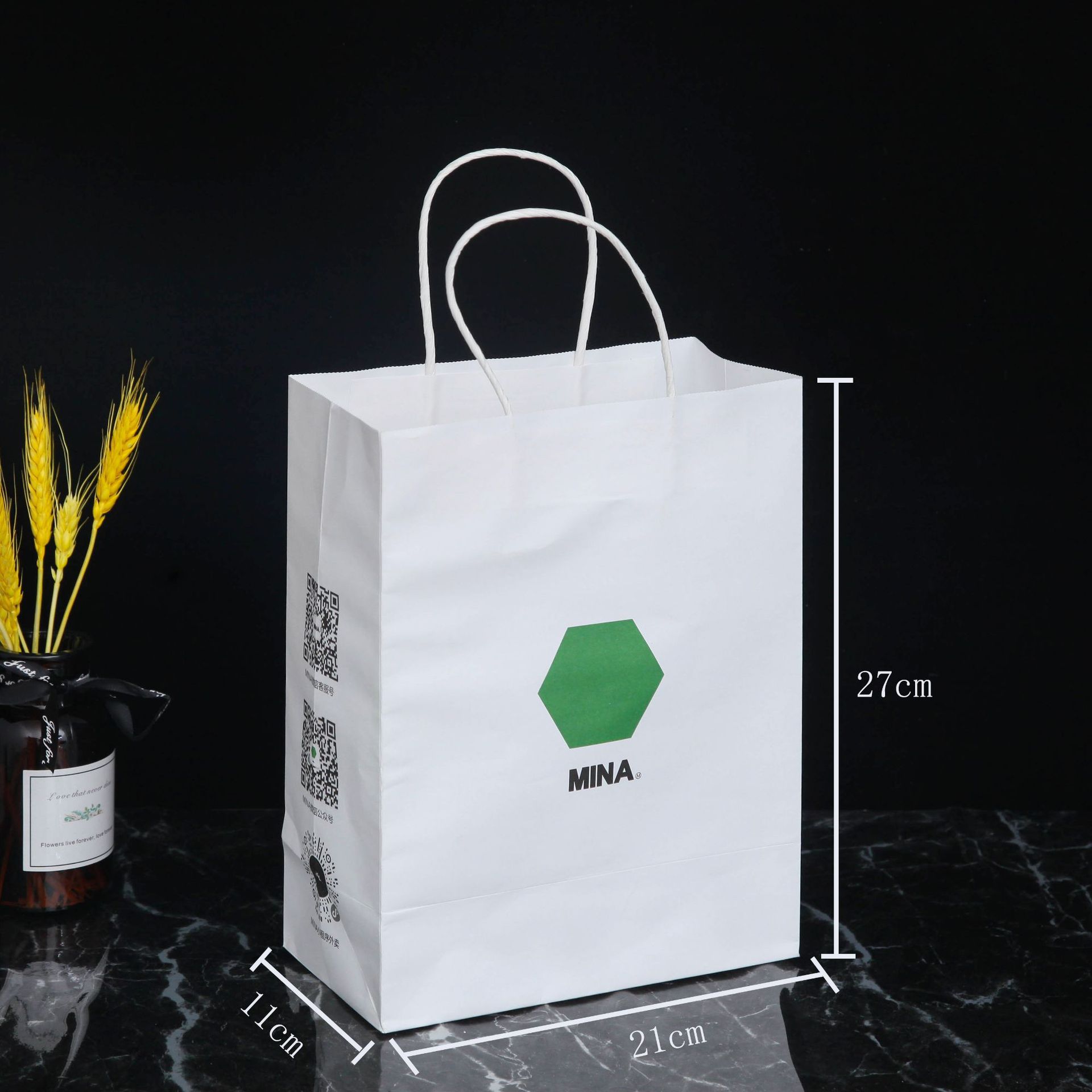 双杯咖啡奶茶打包袋礼品袋手提袋烘焙外卖打包袋白牛皮纸袋子logo