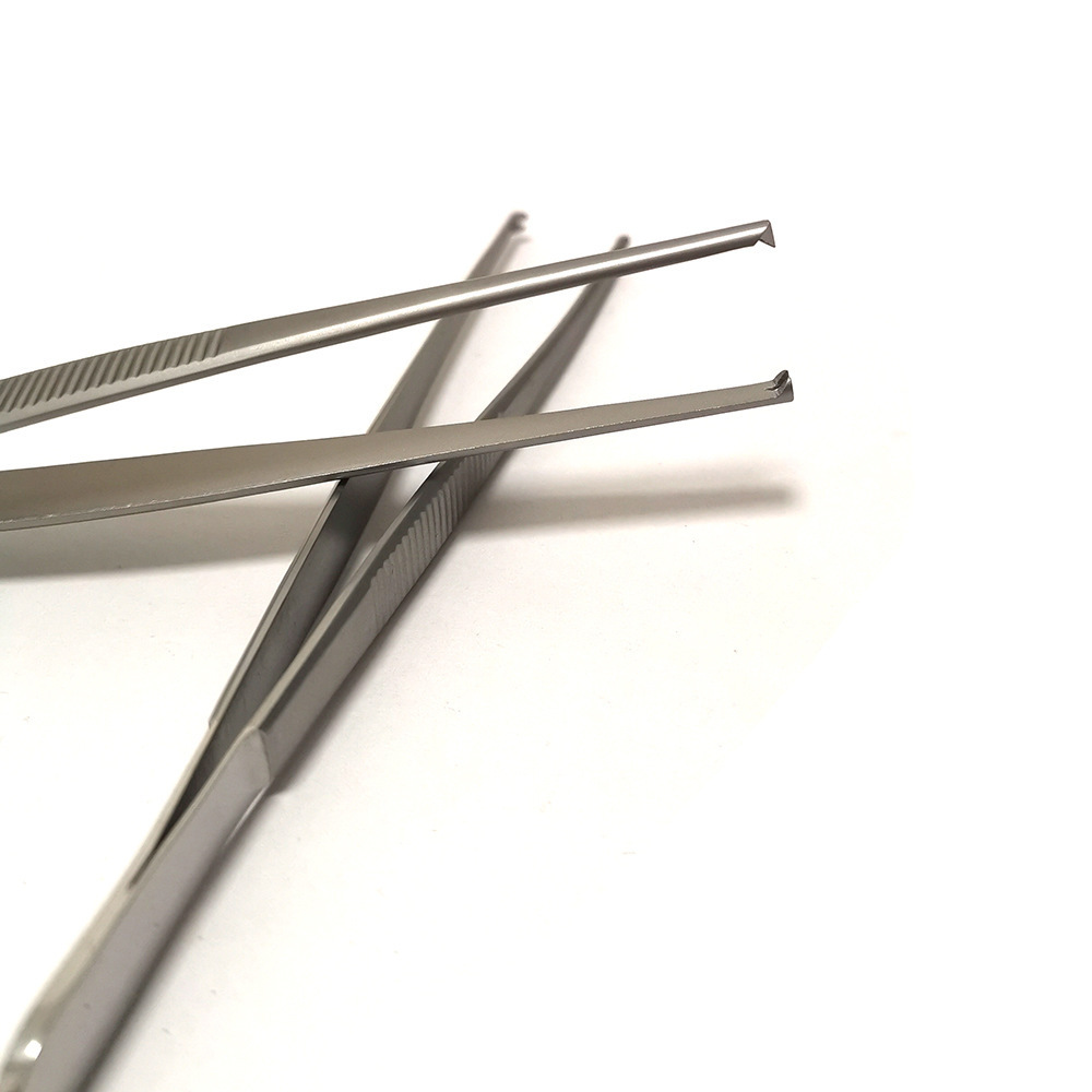 15／13cm解剖镊子带有横齿尖头不锈钢外科细头手术镊精细镊