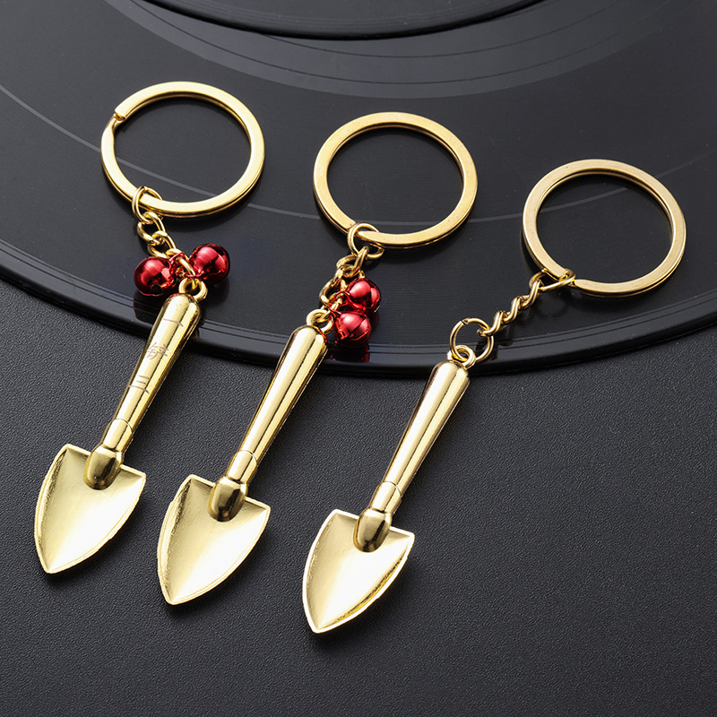 Factory Direct Sales Artificial Shovel Keychain Gift Wholesale Can Laser Logo Small Shovel Tool Keychain