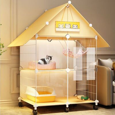 Кошка Cat Cate Cage Cage Комната не занимает многослойный кошачий дом в двухслойной пустой клетке над большим свободным пространством