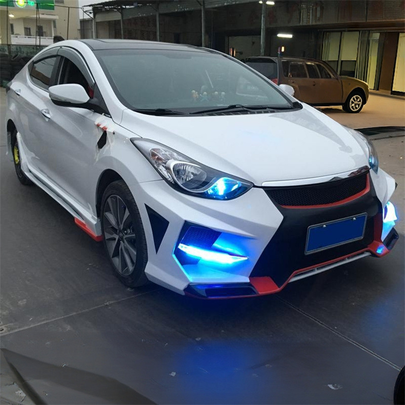 Suitable for 10-16 Models of Hyundai Elantra Modified Body Kits, Including Front Bumper, Rear Lip, Side Skirts, Grille, Rear Wing, and Fog Lights