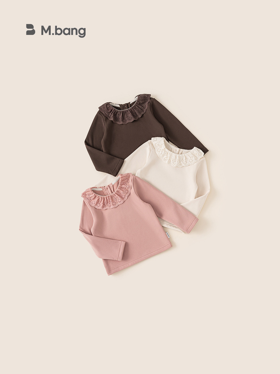 Ropa infantil Youbao, tops para niñas de primavera y otoño, nuevo estilo, tops de manga larga con cuello de muñeca de color sólido para niñas.