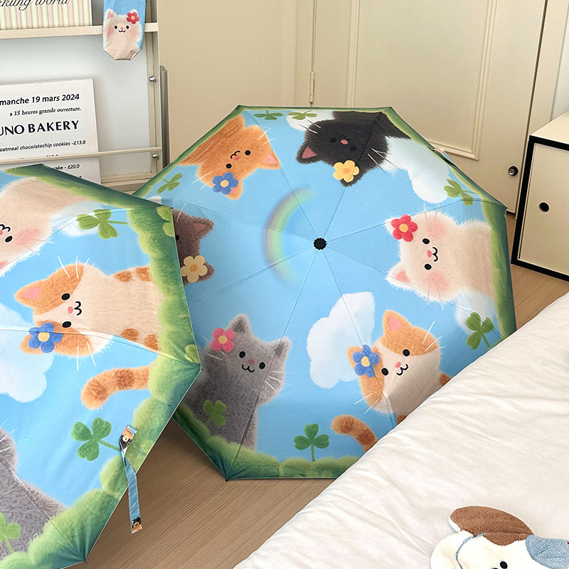 Cute Cat Folding Umbrella, High-Looking Sun Protection and Uv Protection Umbrella, Rain or Shine Fully Automatic Sun Umbrella Cute Cat Folding Umbrella, High-Looking Sun Protection and Uv Protection Umbrella, Rain or Shine Fully Automatic Sun Umbrella