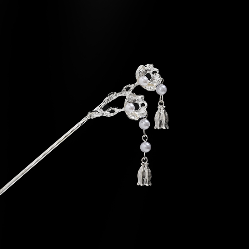 Rosa azul y blanco rhinestone flor horquilla mujeres de alto grado paso sacudida borla rizador de pelo horquilla estilo antiguo hanfu accesorios para el cabello otoño