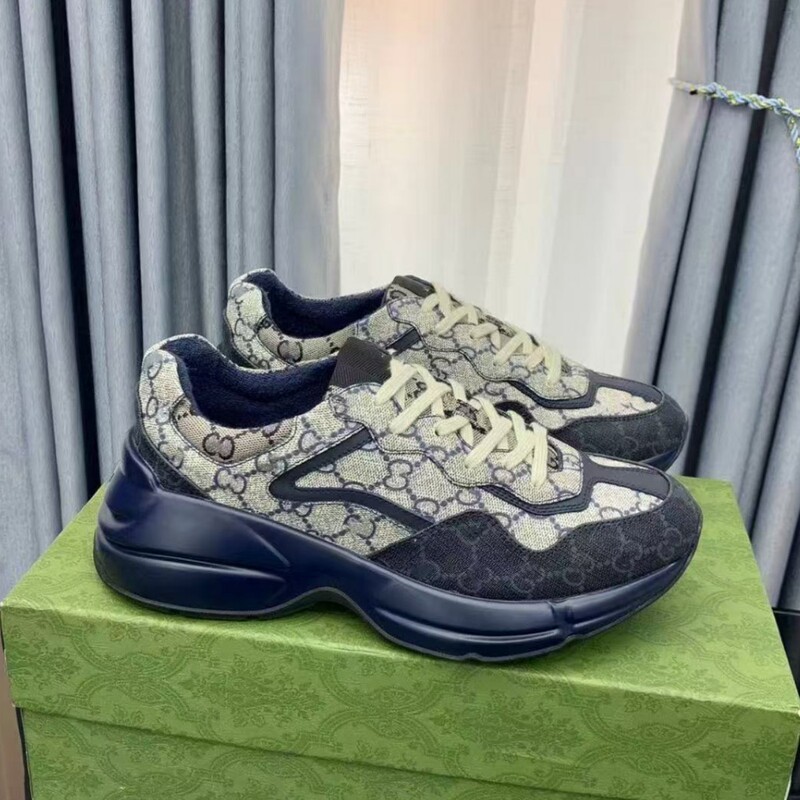 In-stock G-brand dad shoes 2026 classic new casual shoes, printed height-increasing sneakers, fashionable vintage thick-soled shoes