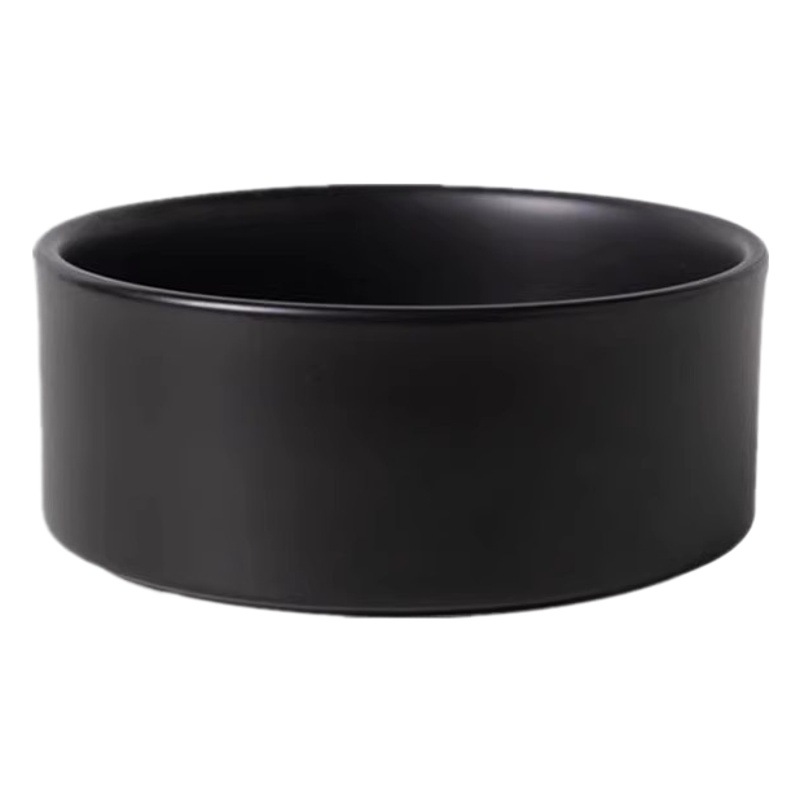 Tazón negro gato tazón de comida para gatos tazón de cerámica para mascotas tazón de arroz tazón de boca oblicua de pies altos antidetonantes protección del cuello