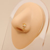 Zirconium, nose piercing with butterfly, copper nose clip, set, micro incrustation, 750 sample gold