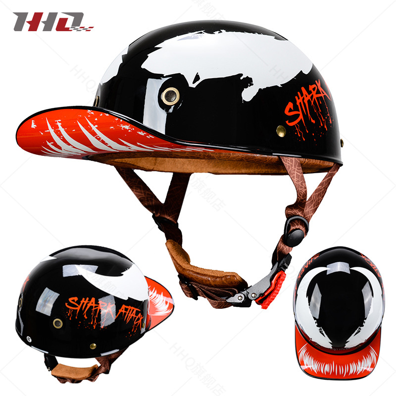 Al por mayor casco de motocicleta medio casco verano hombres y mujeres retro Harley motocicleta eléctrica gorra de béisbol primicia casco fabricante