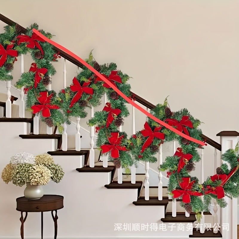 Shushidex 2025 クロスボーダー TEMU 新しいクリスマス布籐クリスマス雰囲気中庭ドア吊り DIY 装飾階段|undefined