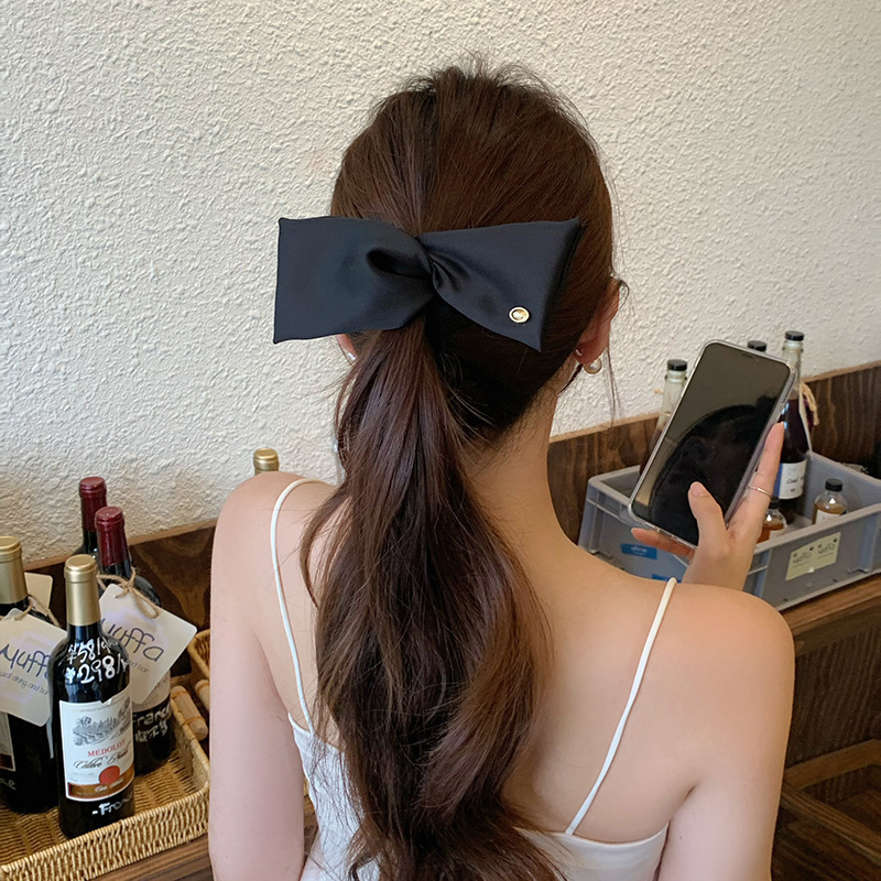 ネット有名人ブロガーサテン水玉模様の小さな羽バナナクリップ無地優しいヘアピン後頭部雰囲気ファッションヘアピン|undefined
