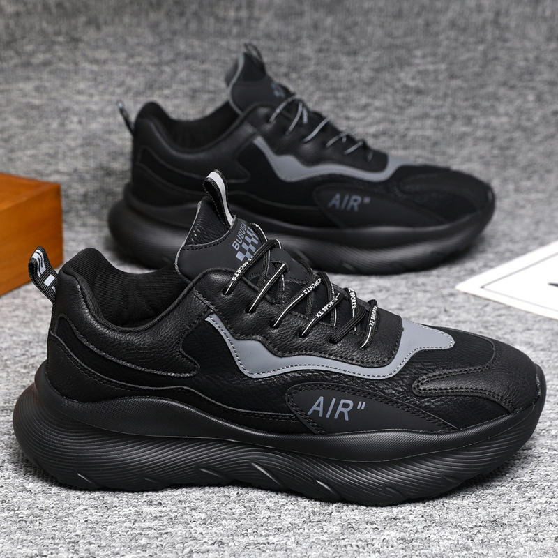 Fleece-Lined Unisex Dad Sneakers, Soft-Soled Lightweight Men's Shoes, Spring Casual Shoes, Leather Running Shoes