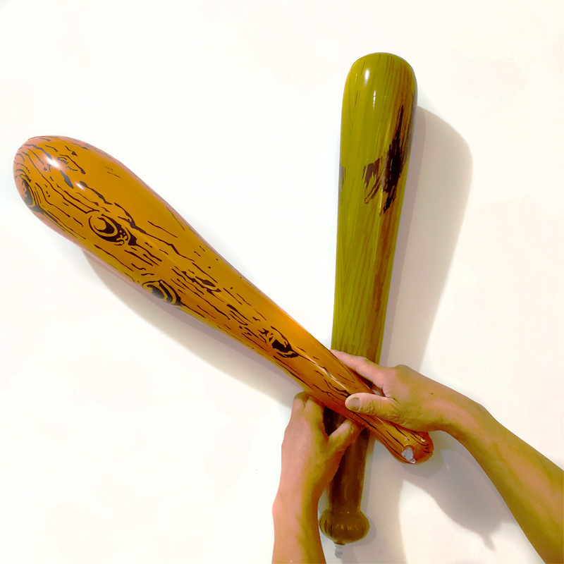 Inflatable Hole Man Stick Brown Stripesd Wooden Stick Hammer Attack Baseball Bat Role-Playing Original Party Toy