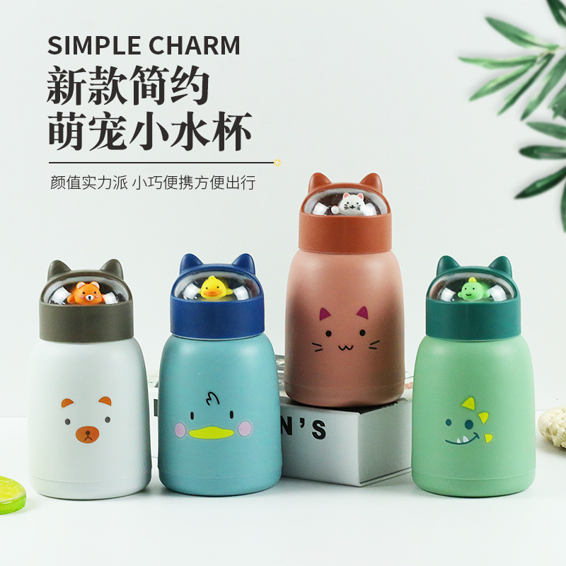 かわいいペットカップ二重層ガラスカップガラスギフトウォーターカップポータブルビッグベリーカップ広告カップローカルプロモーション小さなギフト卸売|undefined