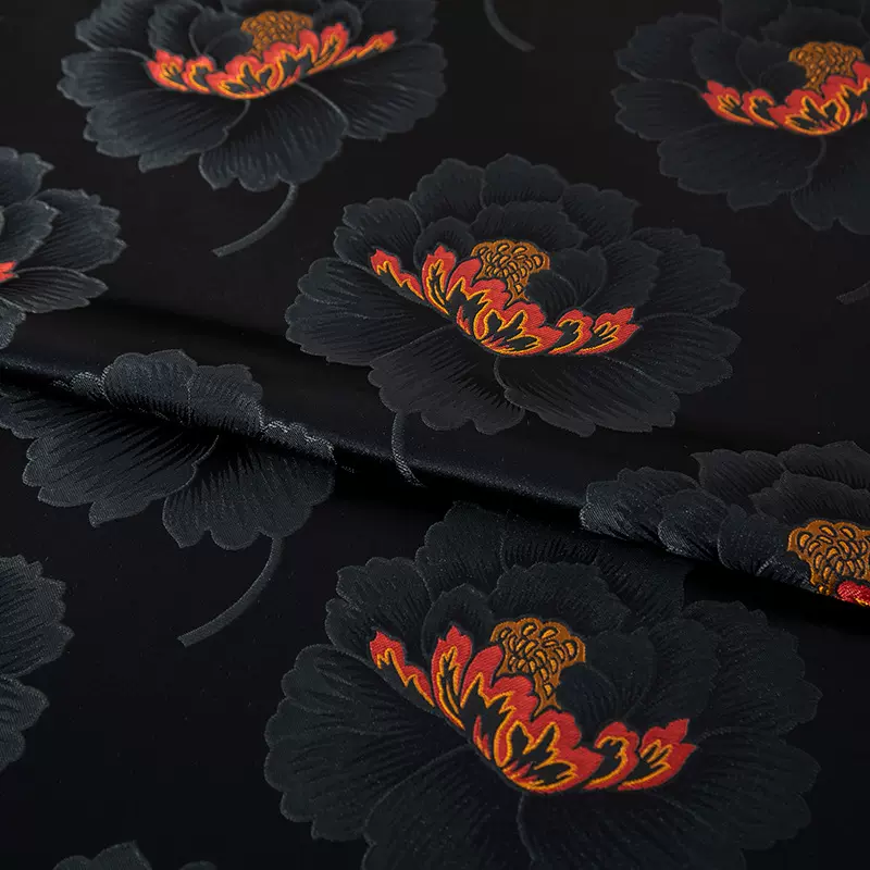 暗纹大牡丹中国风新中式裤子面料提花纹汉服马甲布料