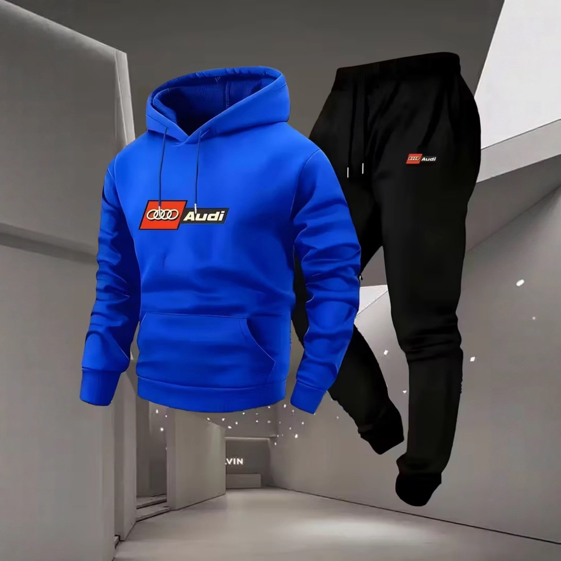 跨境男士秋冬潮流嘻哈高街休闲卫衣套装250克面料图案字母印花