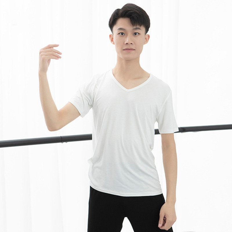 Adult Dance Practice Clothing Crewneck V-neck Men's Modern Dance Art Examination Clothing Stage Performance Clothing Teacher's Body Clothing Top