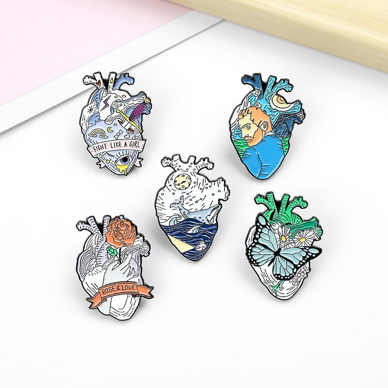 Party, Street Occasion Alloy Material Artistic Pin Geometric Heart Alloy Plating Unisex Brooches