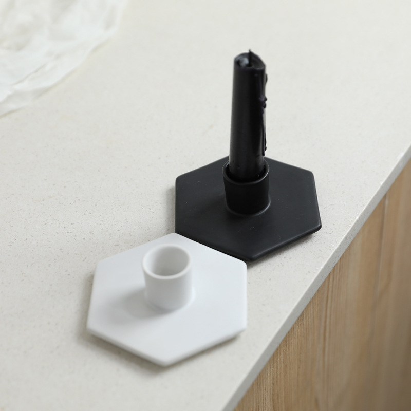 Inswind decoraciones de mesa de cerámica poligonal moderna decoración retro negro y blanco decoración de mesa de vela