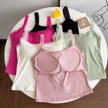 蕾丝吊带背心女带胸垫甜美韩版外穿性感修身显瘦内搭上衣纯欲风