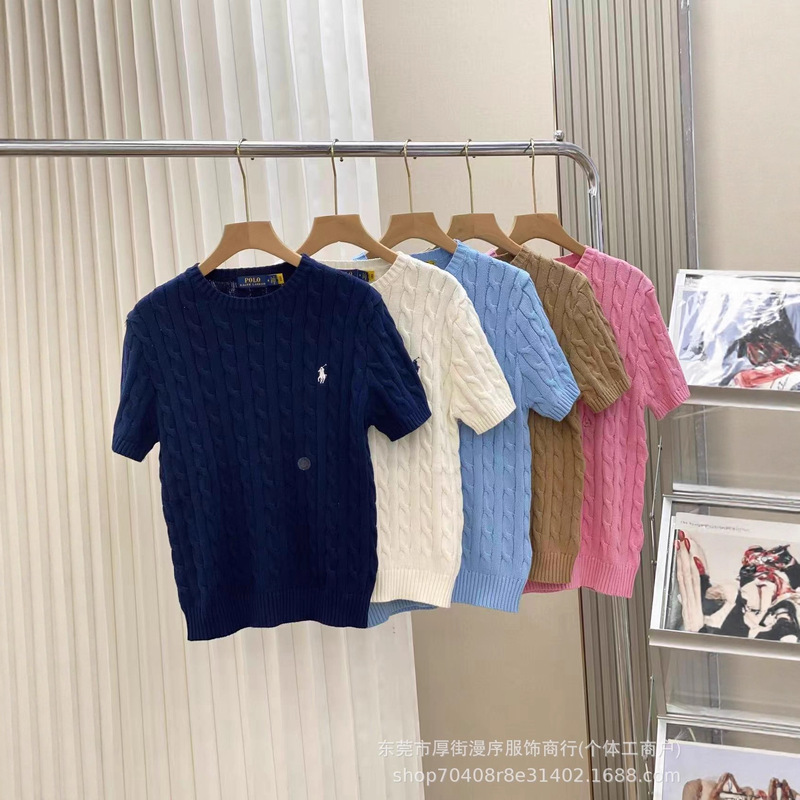 1:1 High-Quality Ralph Lauren Rl Short-Sleeve Sweater Knitwear for Women with Complete Tags