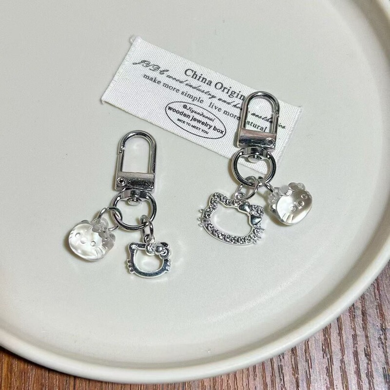 Cartoon Cut Out Kt Cat Mini School Bag Pendant Ins Style Transparent Keychain