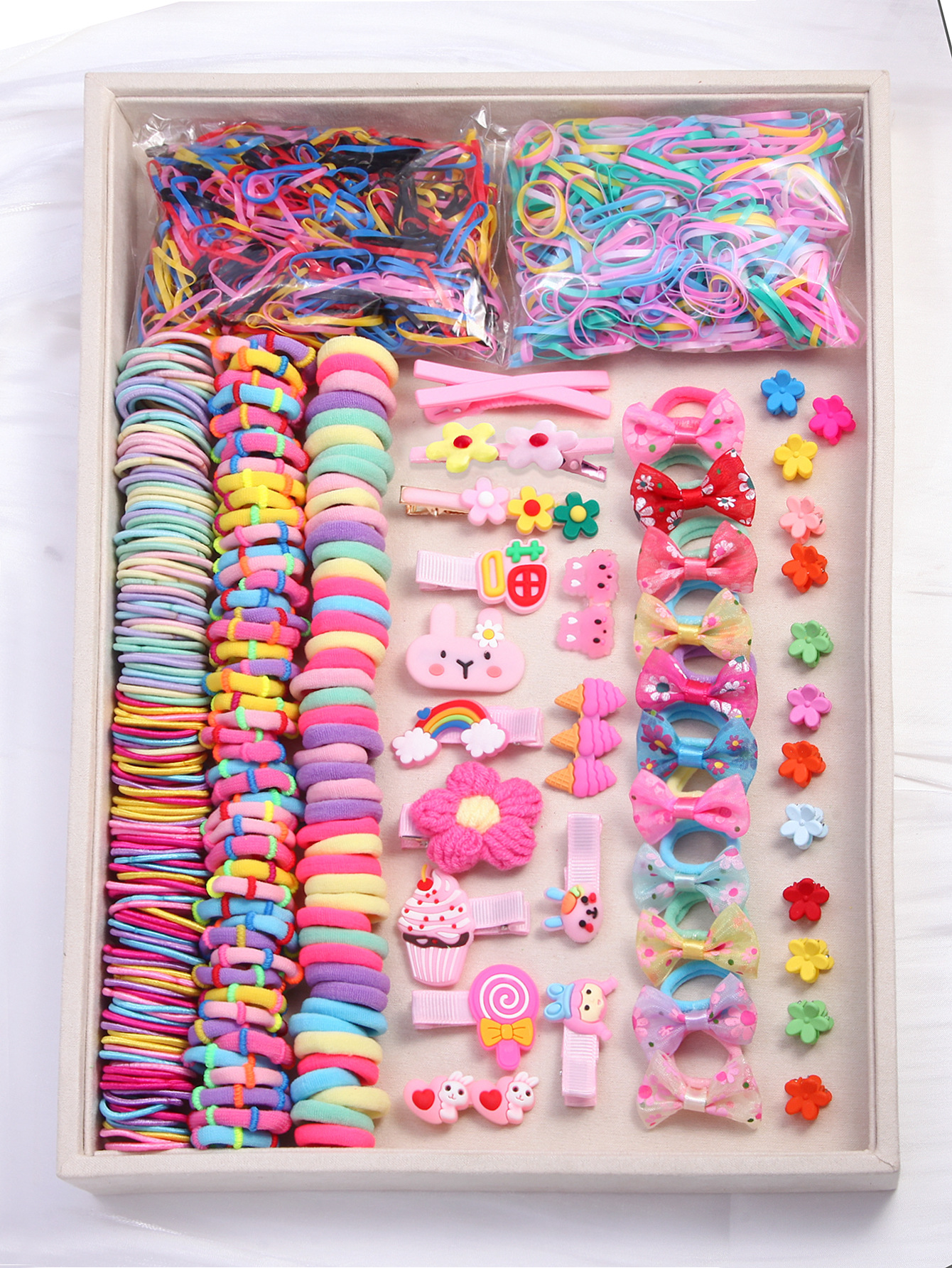 Tocado de los niños horquilla combinación traje caja de regalo banda de pelo del bebé chica clip lateral accesorios para el cabello chica princesa cuerda de pelo