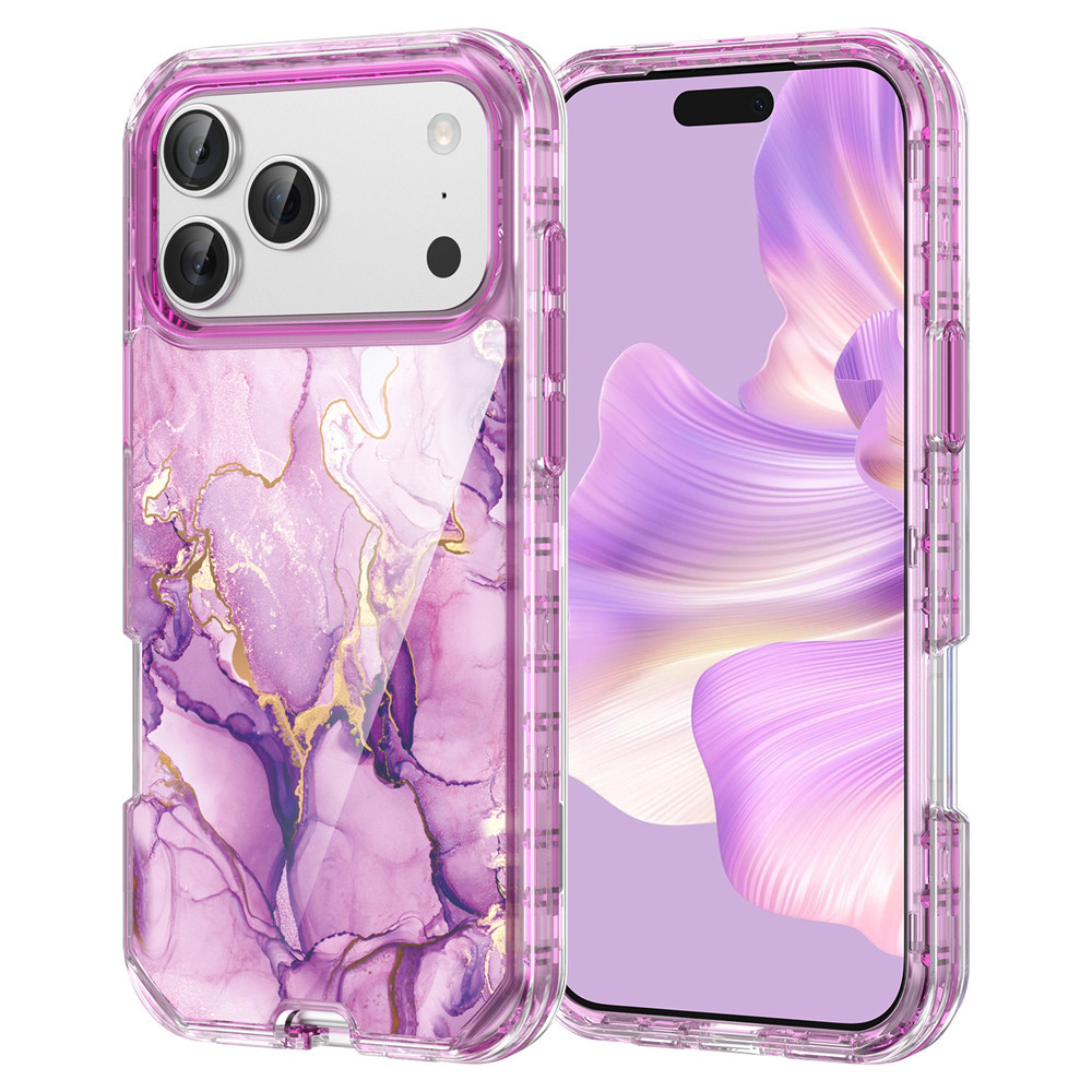 适用苹果15pro上下盖iPhone11/16pro三合一手机壳防摔大理石跨境