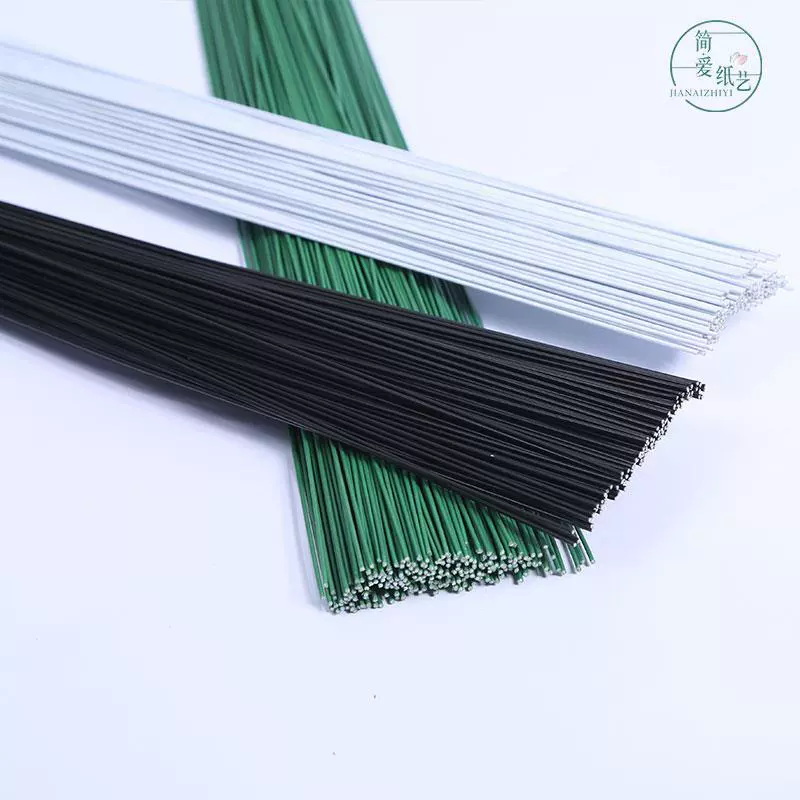 现货批发DIY手工铁丝包胶铁线婚礼花艺造型白色黑色胶包仿真花艺