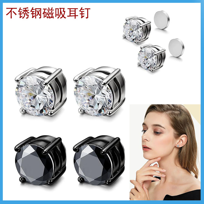 Universal fashionable earrings stainless steel with zircon for men…