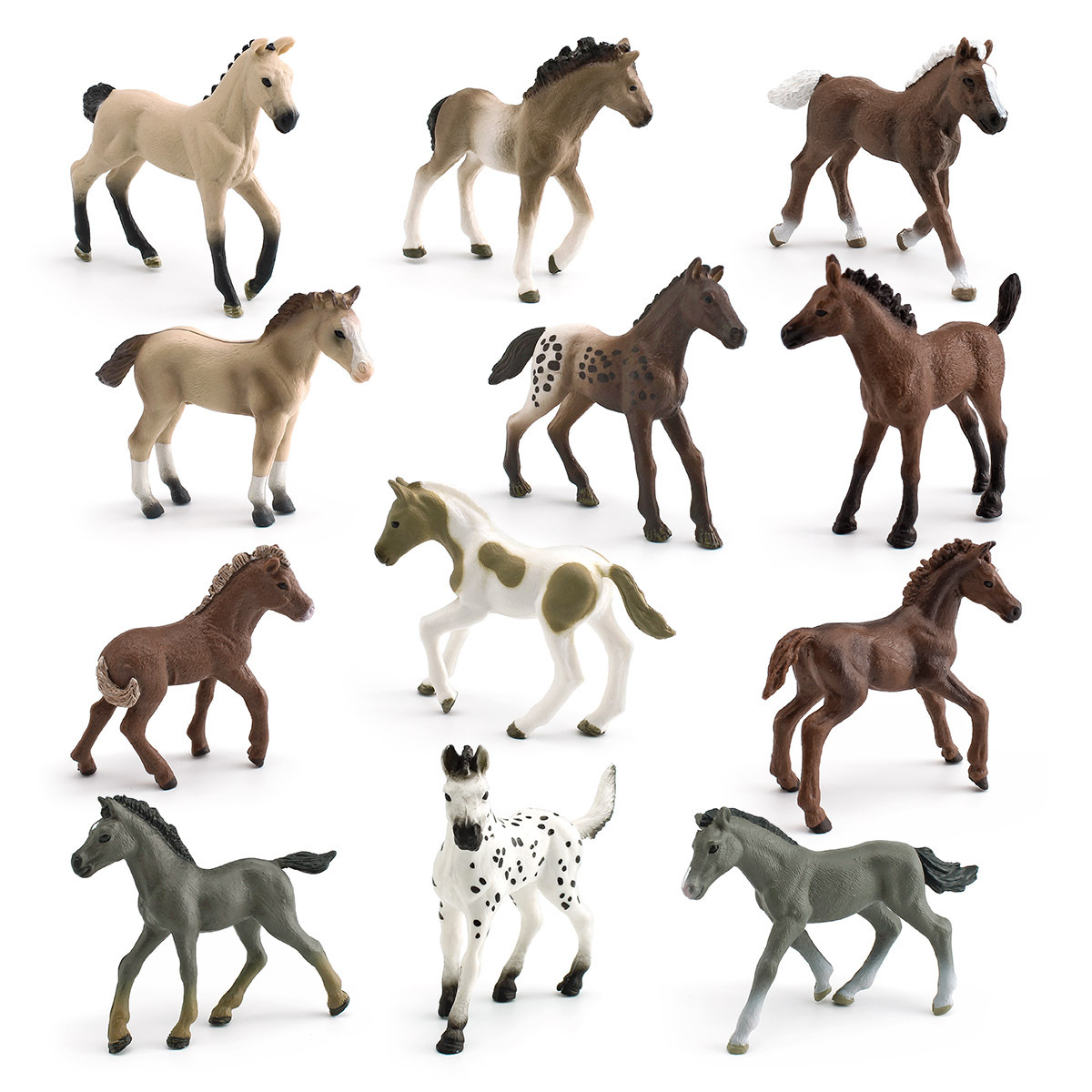 Bosque negro caballo flor punto hembra caballo decoración adornos estáticos Simulación transfronteriza bosque animal modelo de caballo cognición infantil