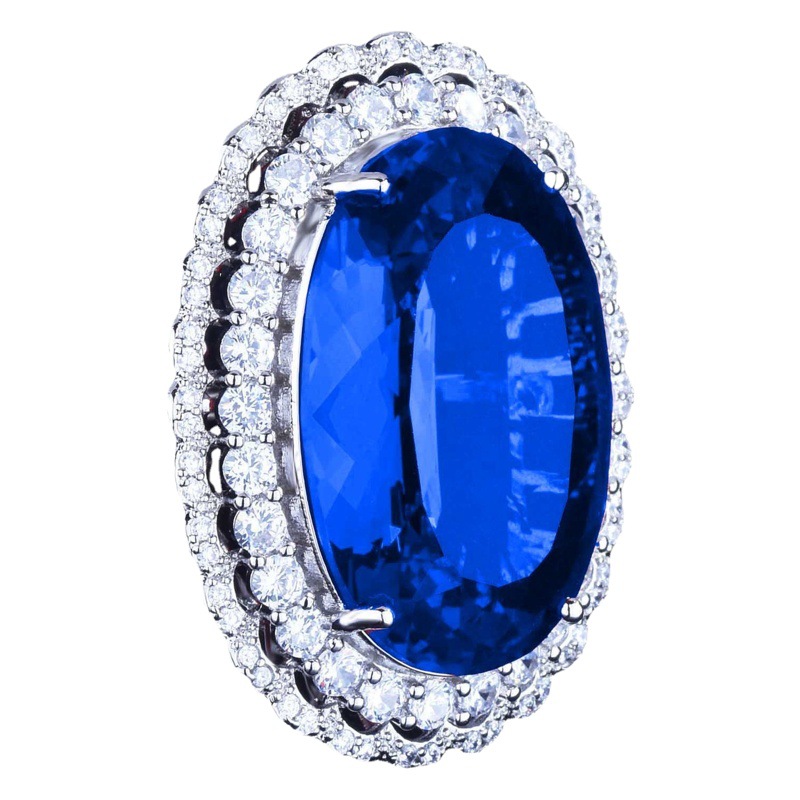 Tiktok Kuaishou transmisión en vivo color tesoro Esmeralda colgante de lujo imitación paloma Rubí Diana anillo color traje del tesoro