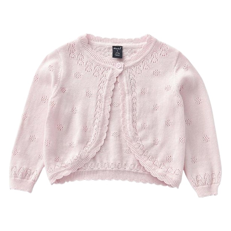 Girls' Knitted Cardigan Spring Coat 2026 New Korean Style Cute Fine Wool Round Neck Thin Children's Sweater 6
